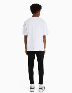 BERSHKA Jean carotte déchiré Bleu Hot