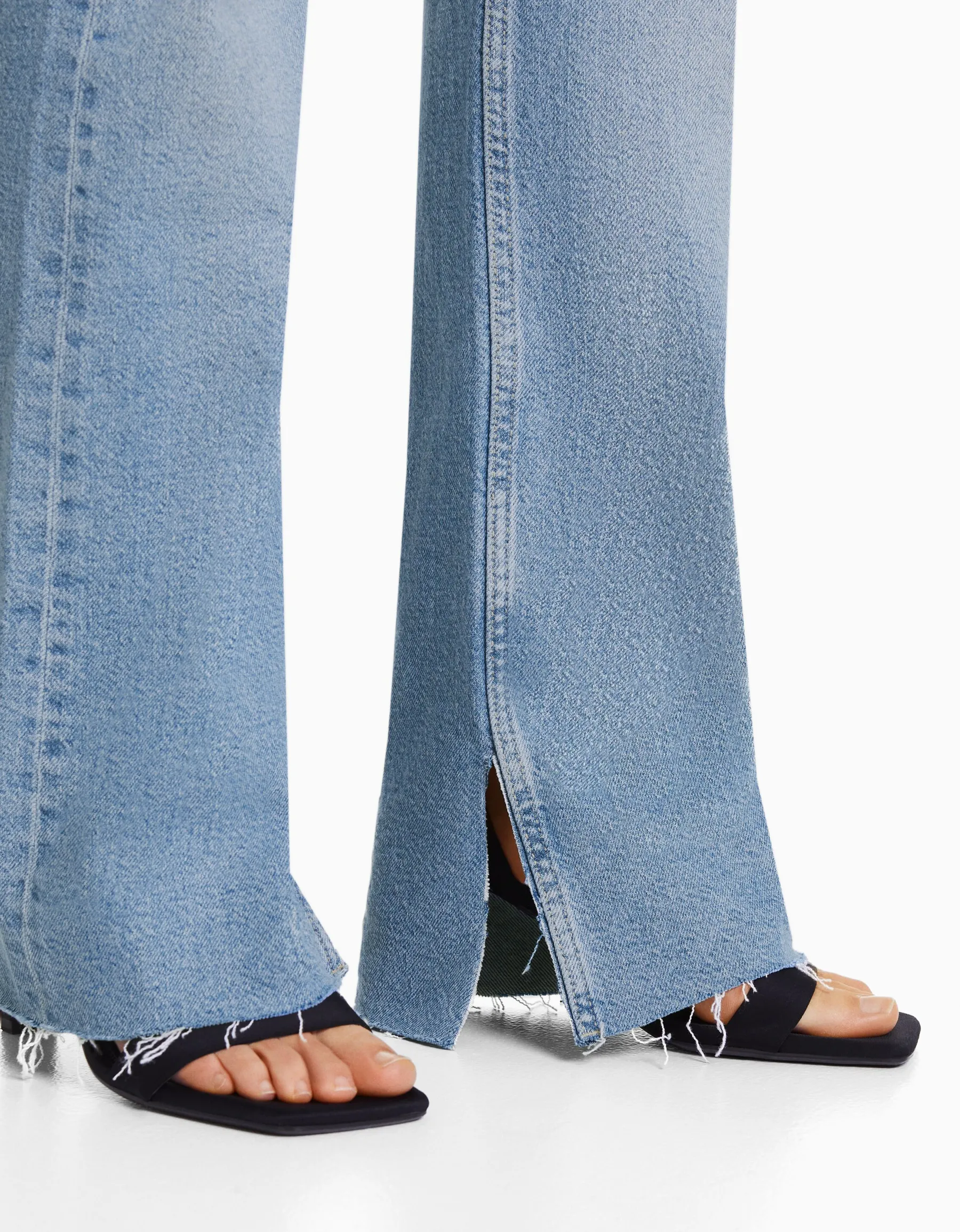 BERSHKA Jean décontracté fente latérale Bleu Best
