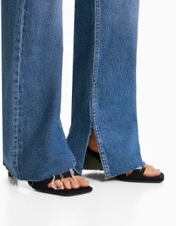 BERSHKA Jean décontracté fente latérale Bleu Fashion