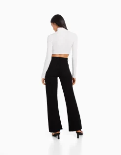 BERSHKA Jean décontracté fente latérale Noir Best