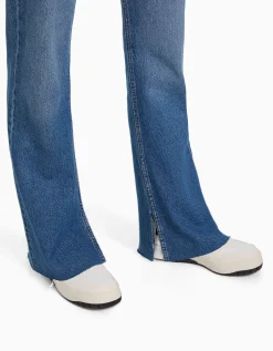 BERSHKA Jean décontracté fente latérale Bleu Cheap