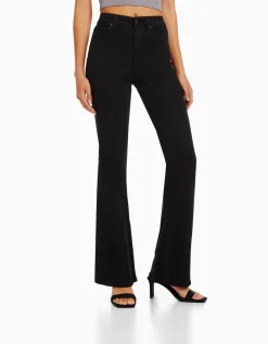 BERSHKA Jean flare Noir Flash Sale