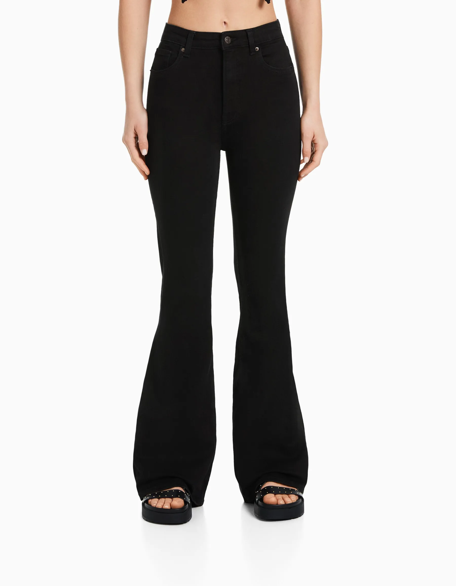 BERSHKA Jean flare Bleu Cheap