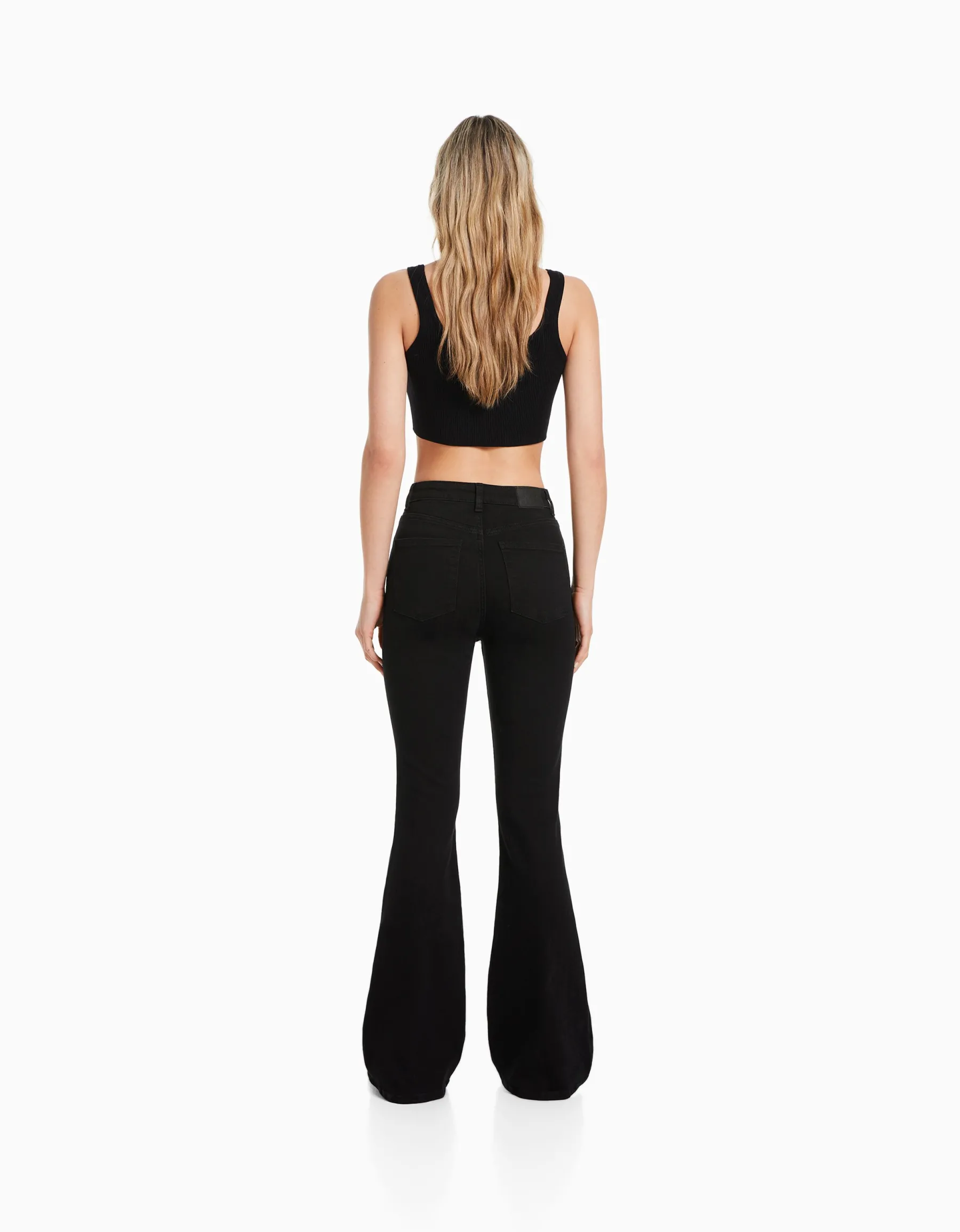 BERSHKA Jean flare Bleu Cheap