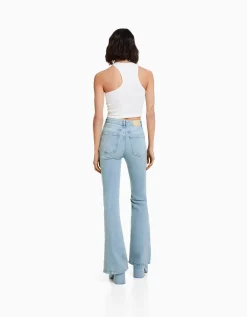 BERSHKA Jean flare Bleu Flash Sale