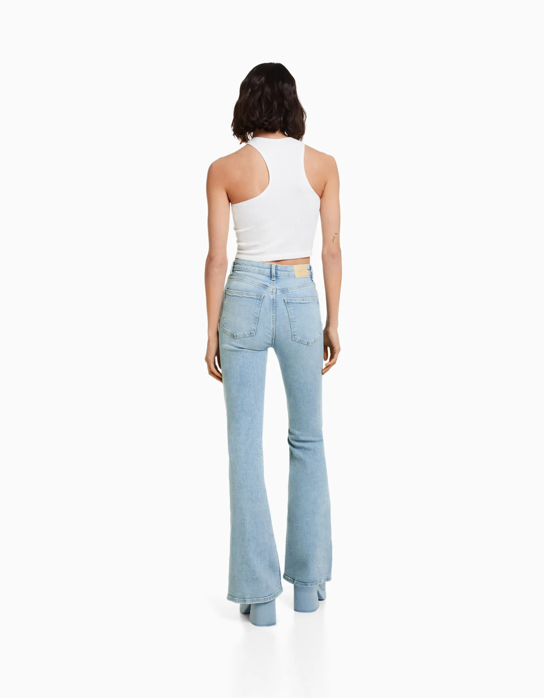 BERSHKA Jean flare Bleu Flash Sale