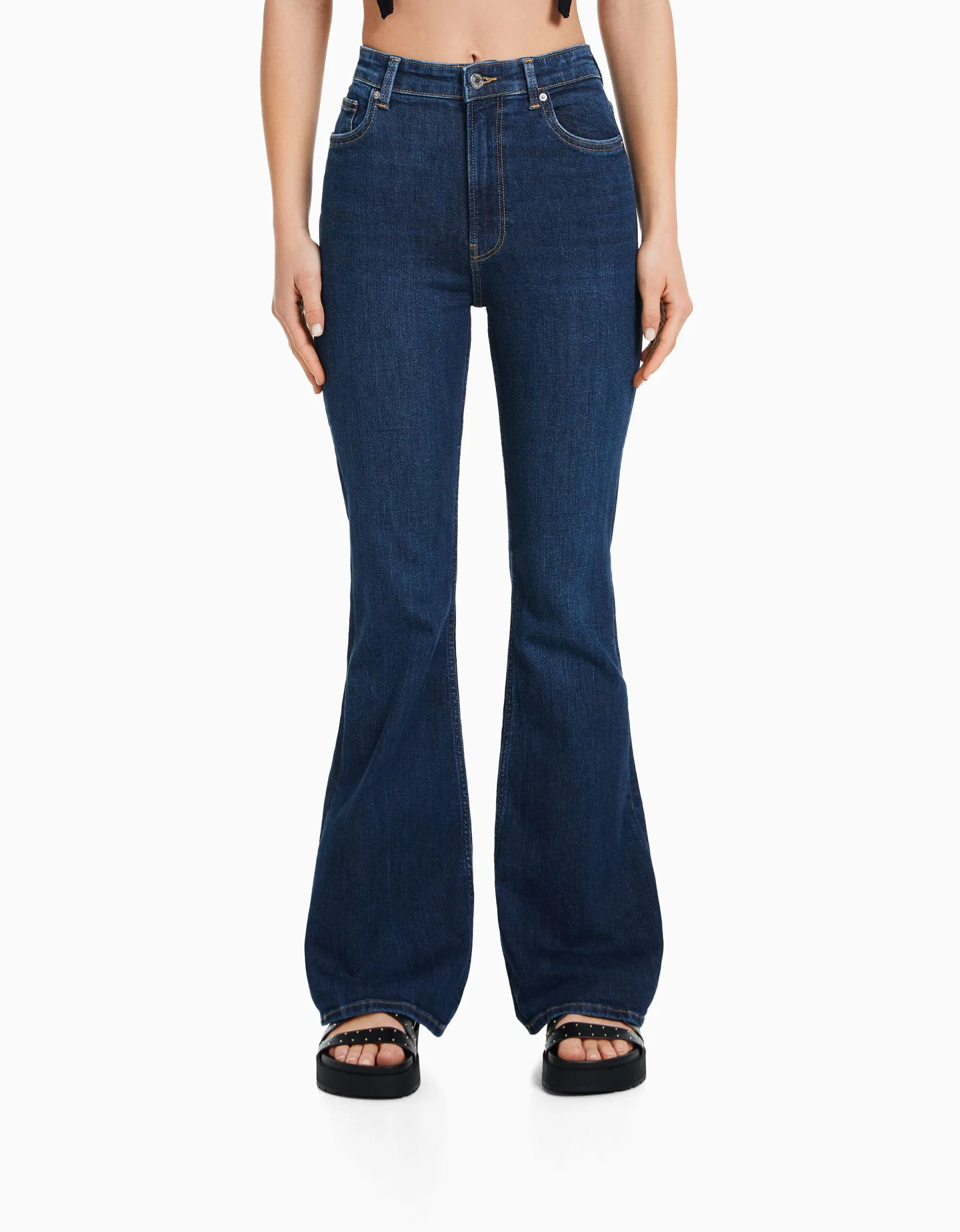 BERSHKA Jean flare Bleu Clearance