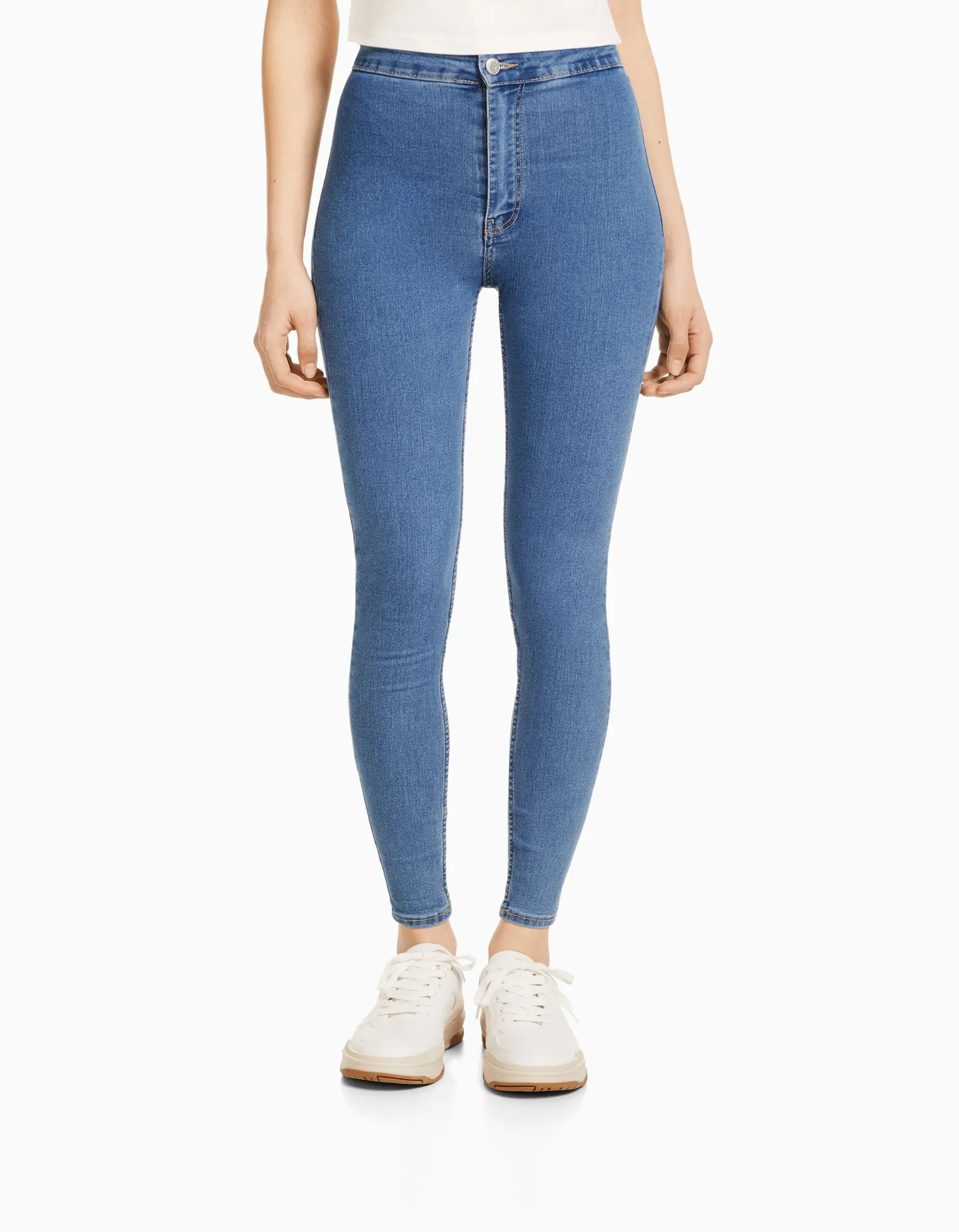 BERSHKA Jean jegging taille très haute Bleu Best Sale