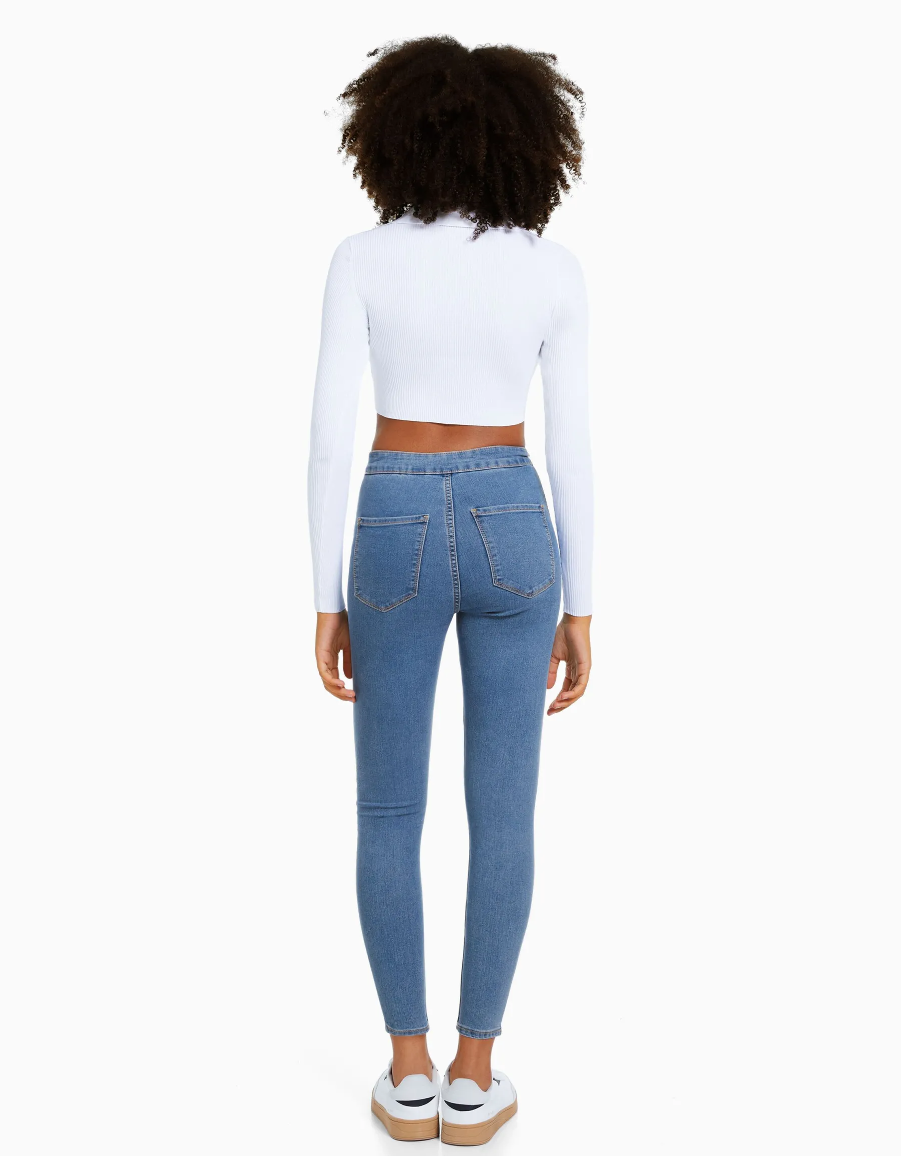 BERSHKA Jean jegging taille très haute Bleu Best Sale