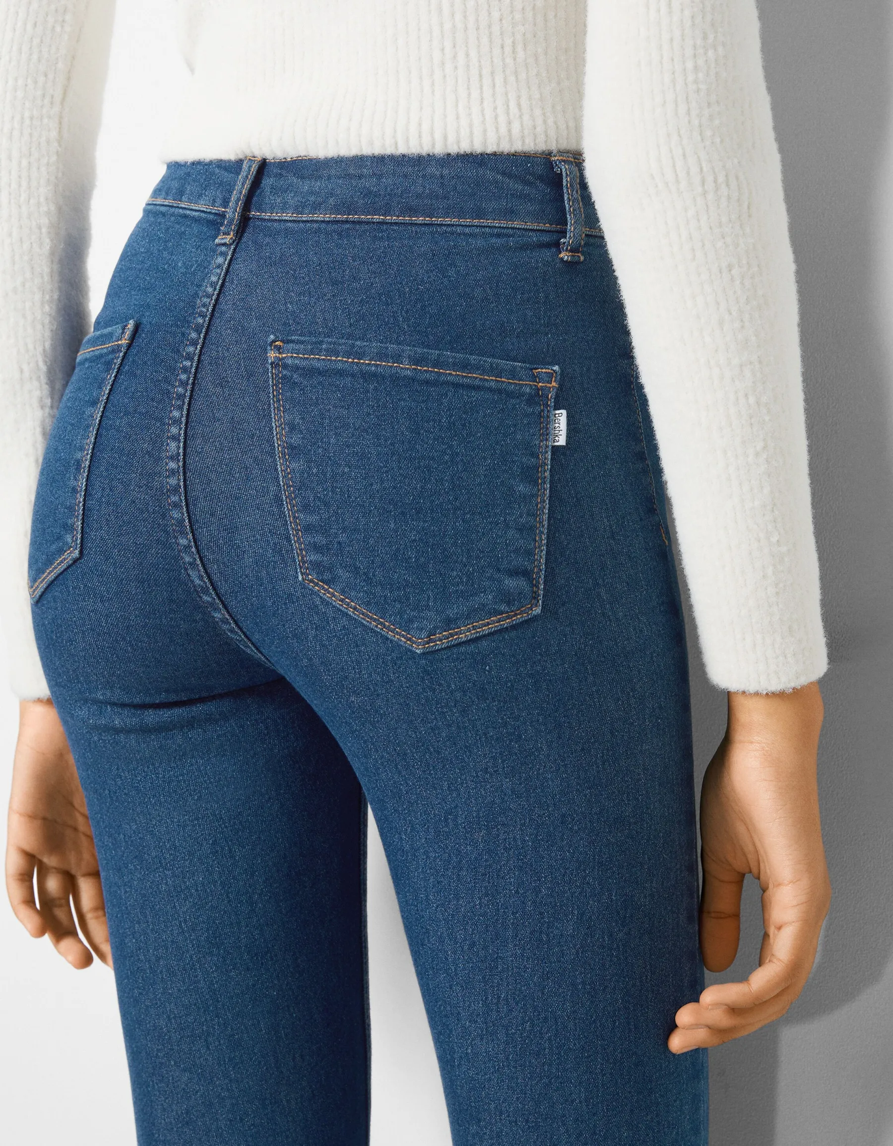 BERSHKA Jean jegging taille très haute Bleu Shop