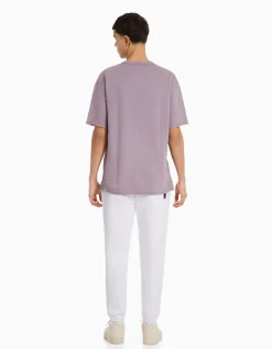 BERSHKA Jean jogger coloré déchirures Blanc Hot