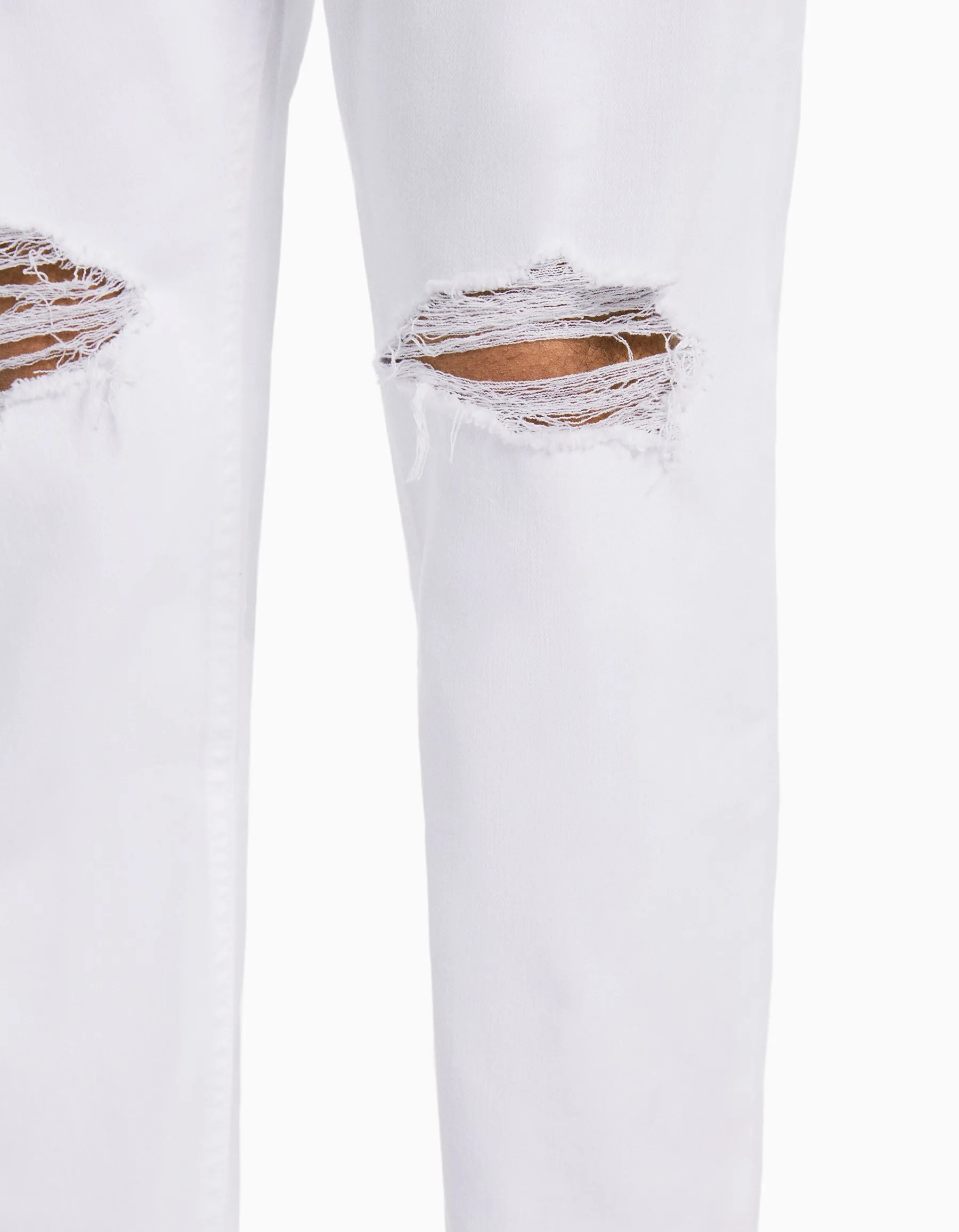 BERSHKA Jean jogger coloré déchirures Blanc Hot
