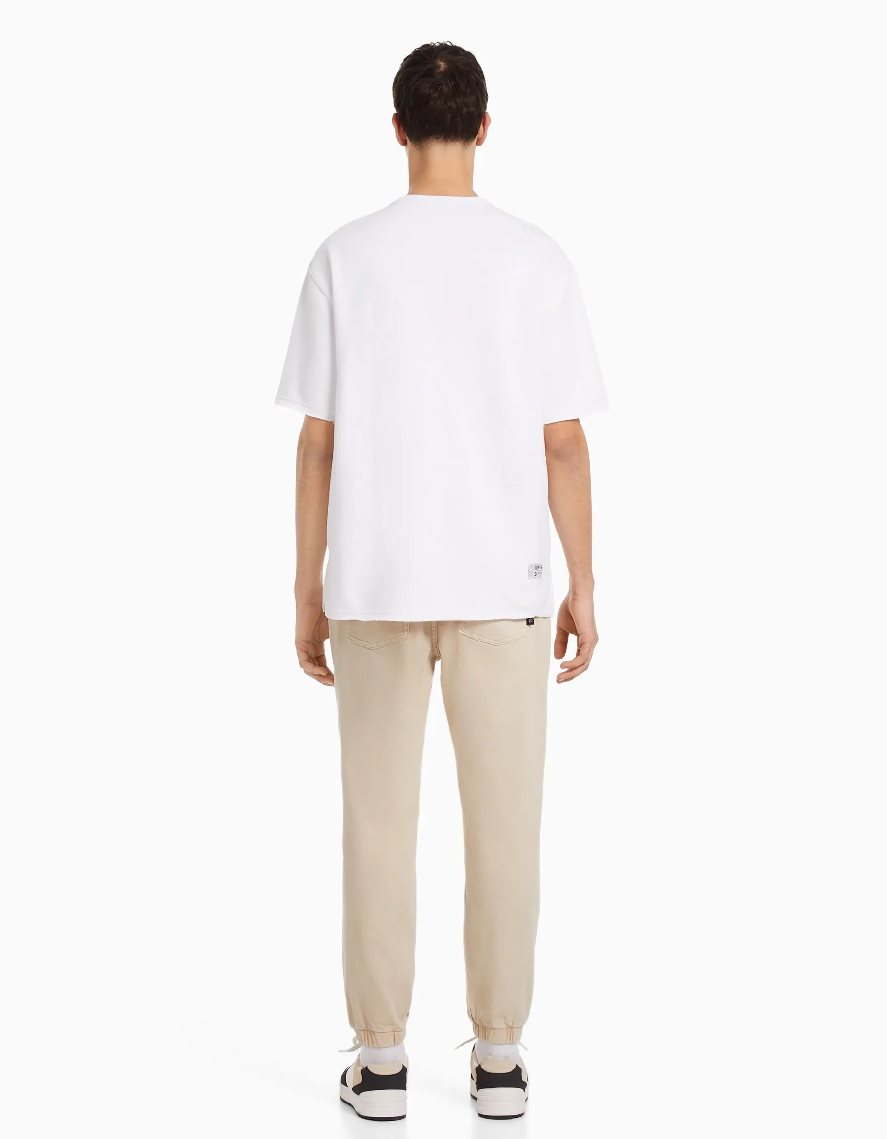 BERSHKA Jean jogger coloré déchirures Blanc Shop