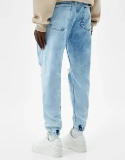 BERSHKA Jean jogger déchiré Bleu Store
