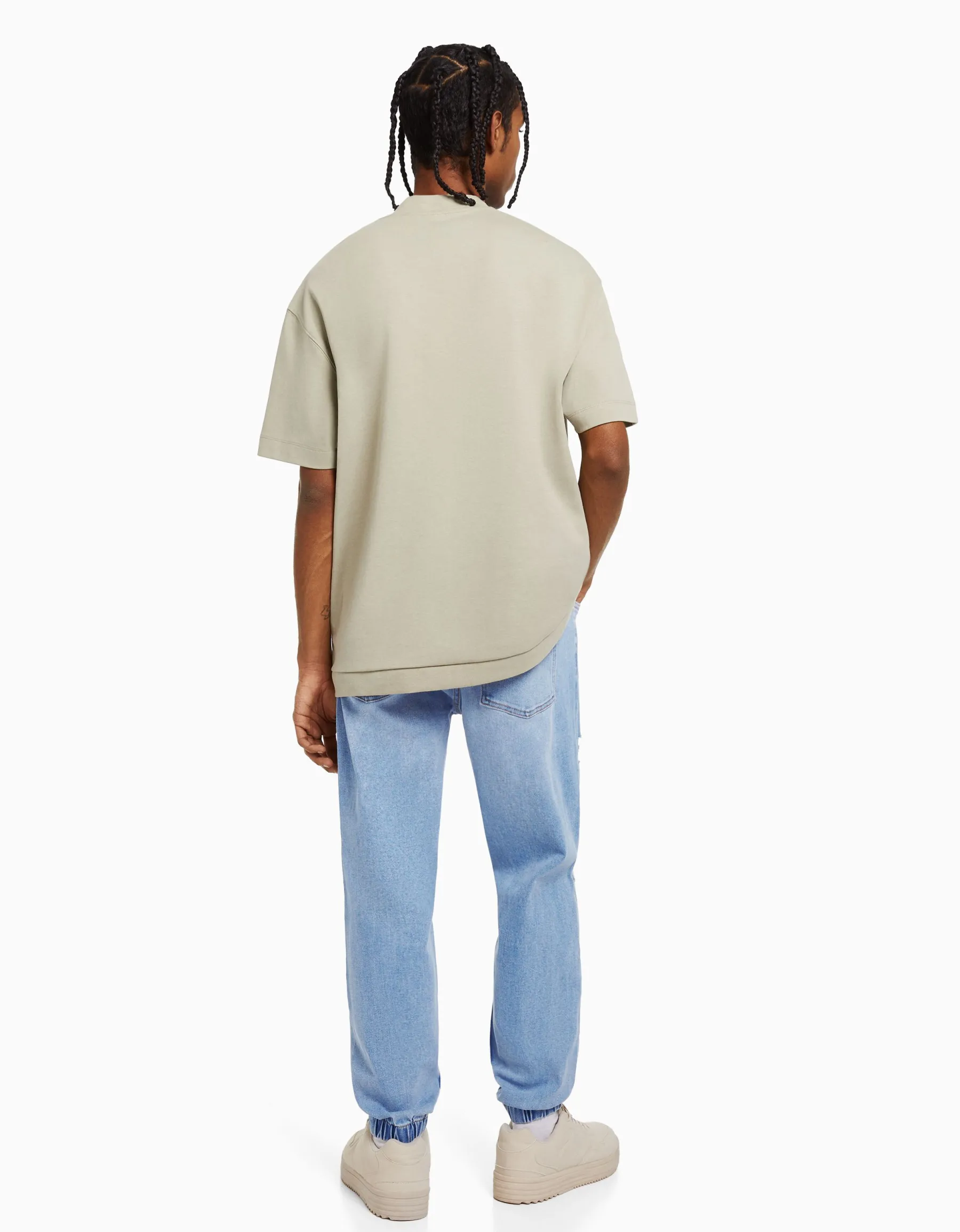BERSHKA Jean jogger déchiré Bleu New