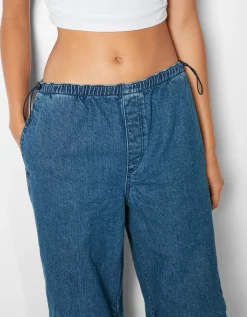 BERSHKA Jean jogger parachute Bleu lavé Outlet