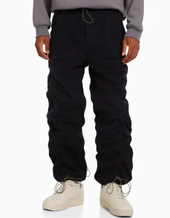 BERSHKA Jean jogger parachute gathering Noir Fashion