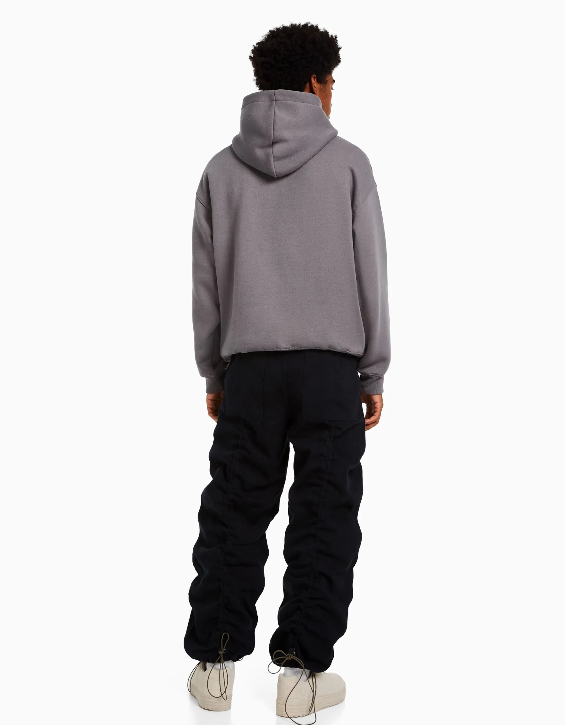 BERSHKA Jean jogger parachute gathering Noir Fashion