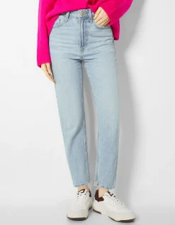 BERSHKA Jean mom fit Bleu Store