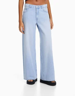 BERSHKA Jean palazzo Bleu clair Clearance