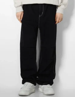BERSHKA Jean parachute Bleu New