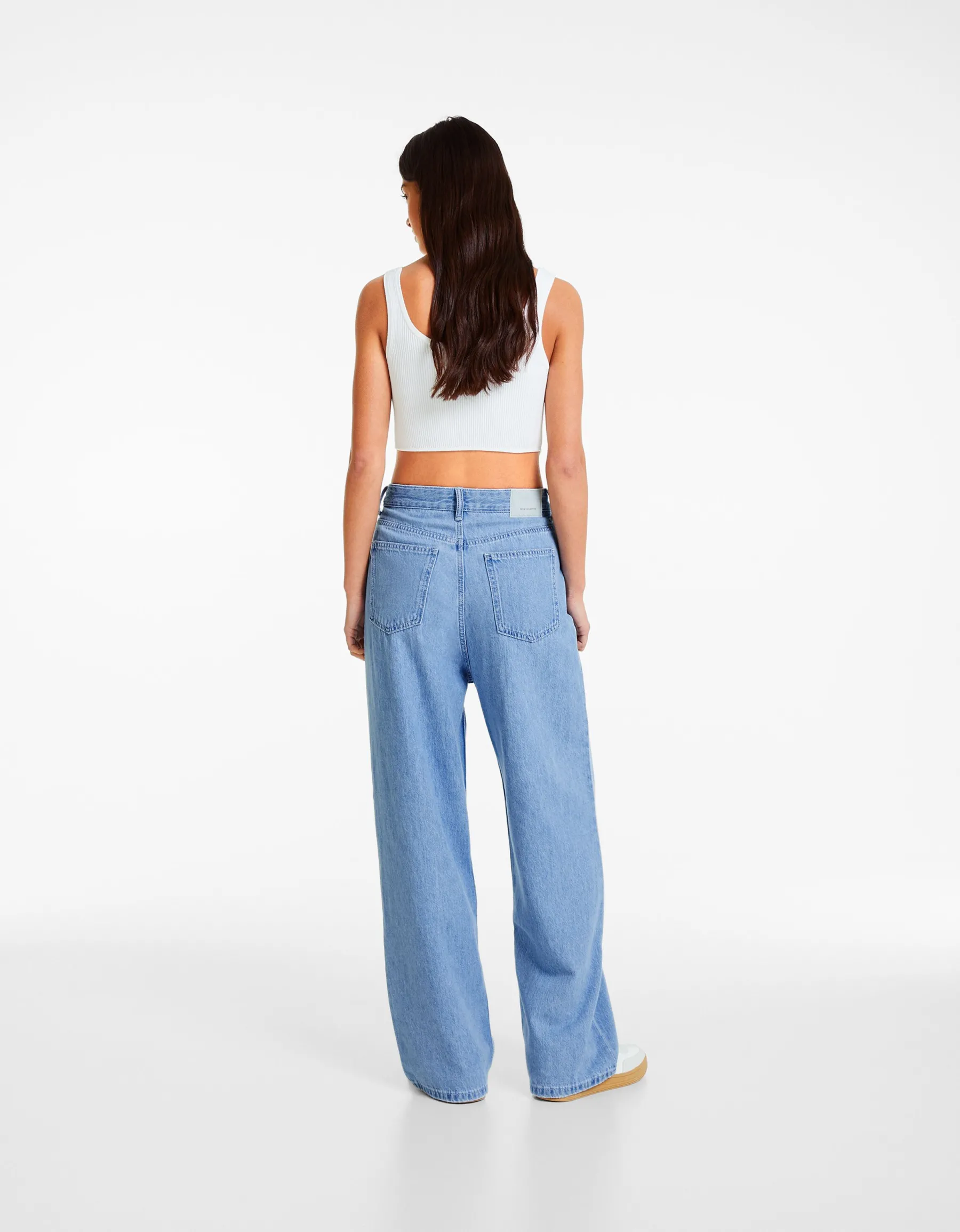 BERSHKA Jean 90’s plissé Bleu lavé Sale