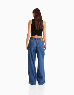 BERSHKA Jean 90’s plissé Bleu lavé New