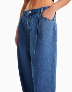 BERSHKA Jean 90’s plissé Bleu lavé New