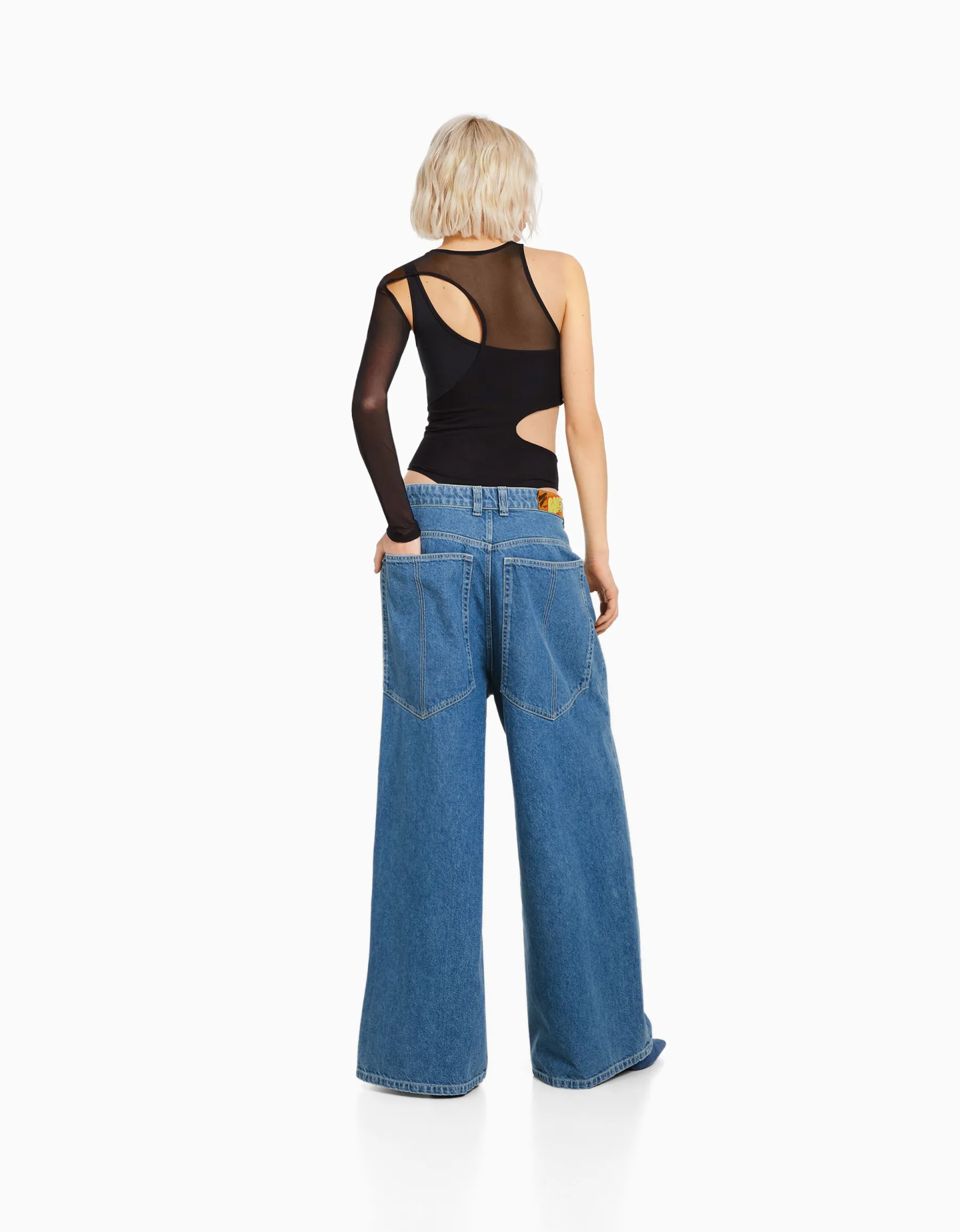 BERSHKA Jean 90’s super baggy Bleu lavé Store