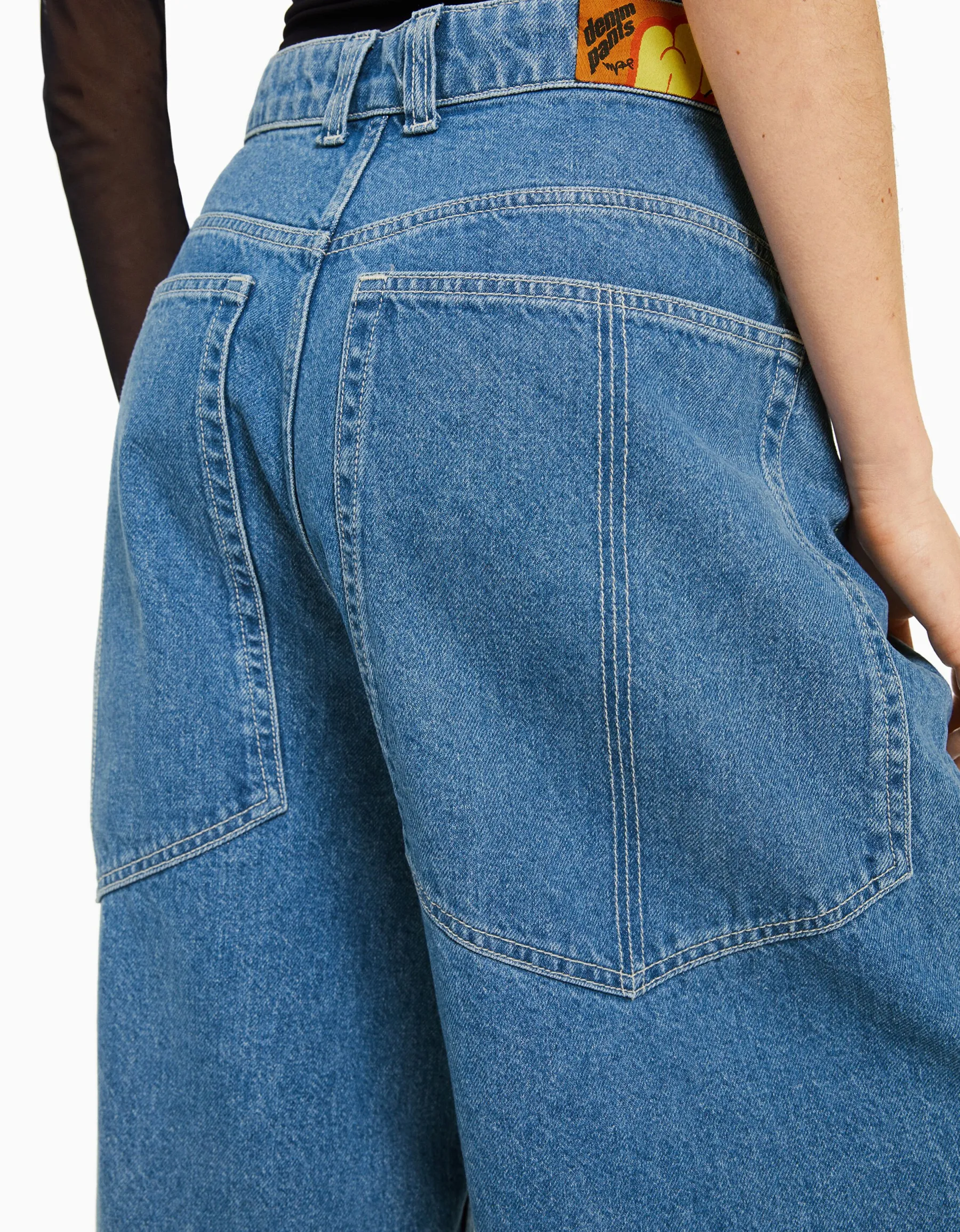 BERSHKA Jean 90’s super baggy Bleu lavé Store