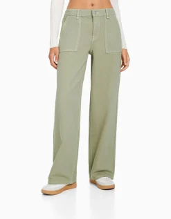 BERSHKA Jean 90’s taille élastique poches Bleu lavé Store