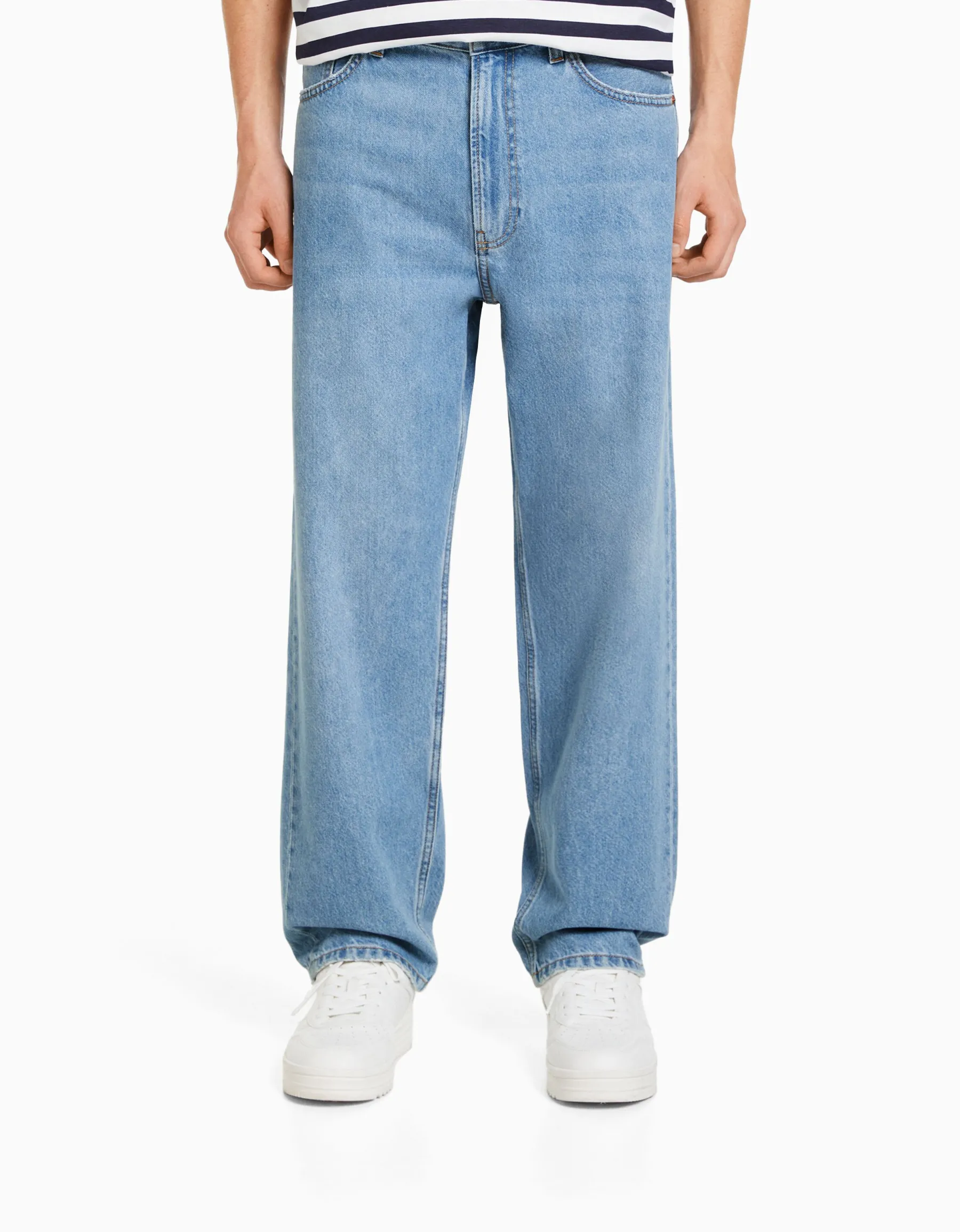 BERSHKA Jean 90's wide Bleu Clearance