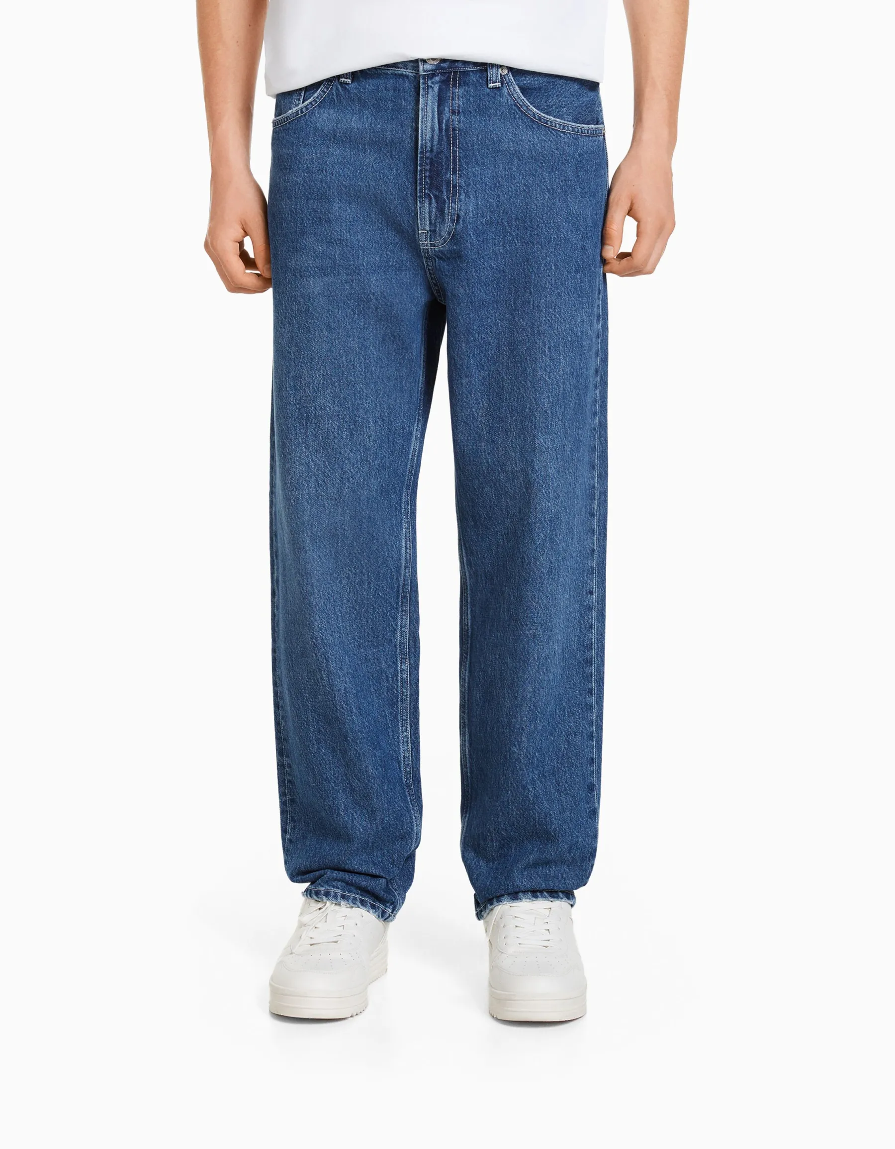 BERSHKA Jean 90's wide Bleu New