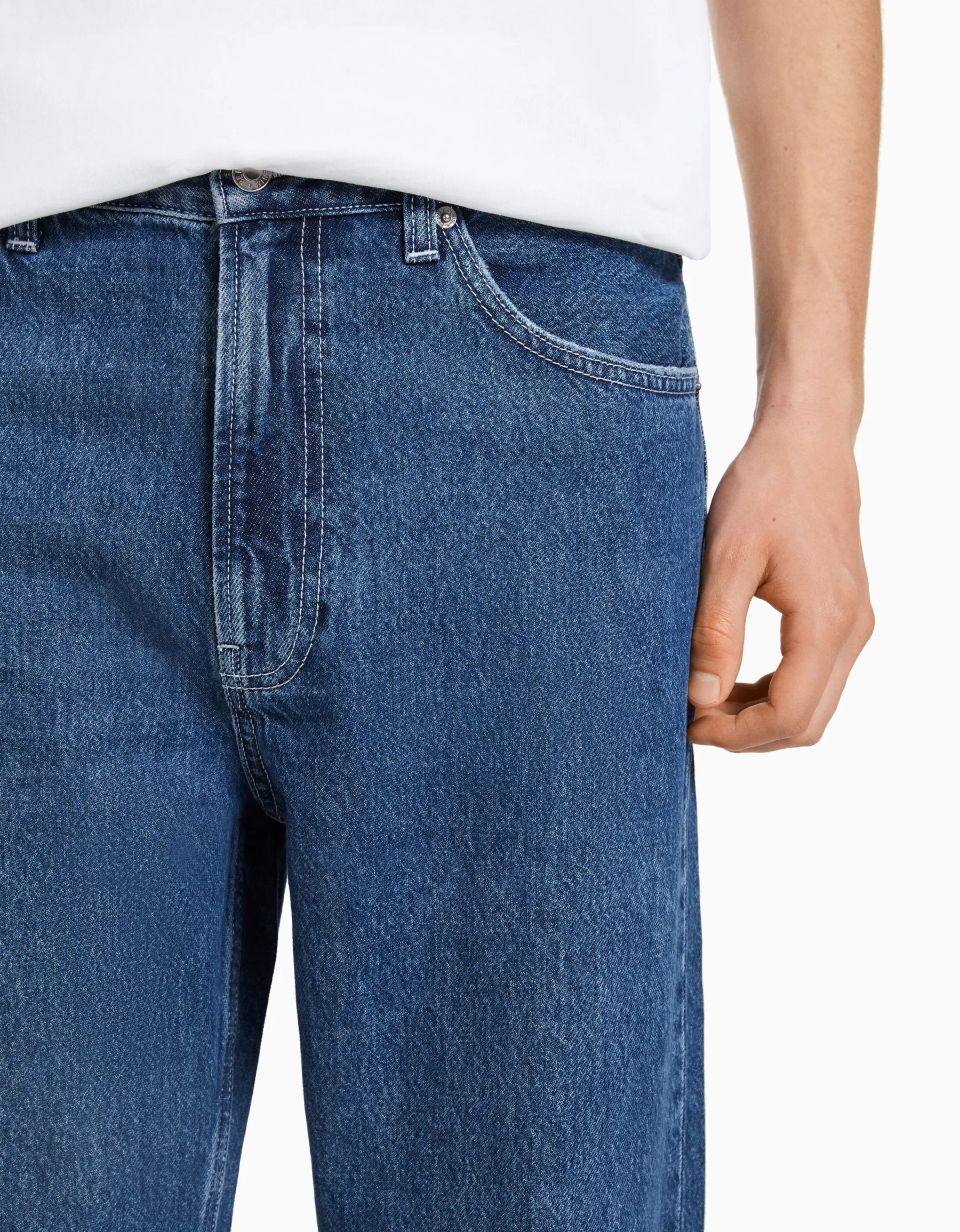 BERSHKA Jean 90's wide Bleu New