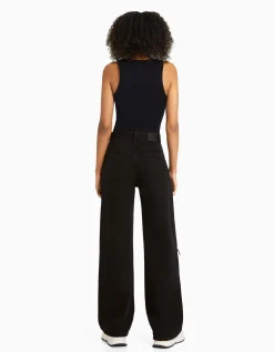 BERSHKA Jean 90’s wide déchiré Bleu Shop