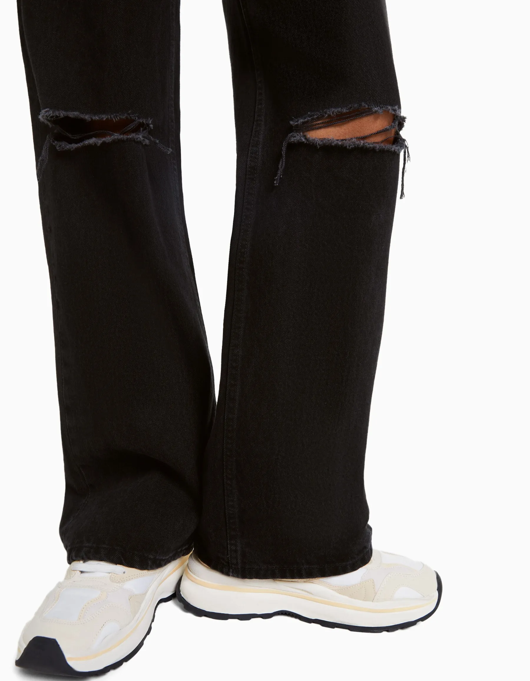 BERSHKA Jean 90’s wide déchiré Bleu Shop
