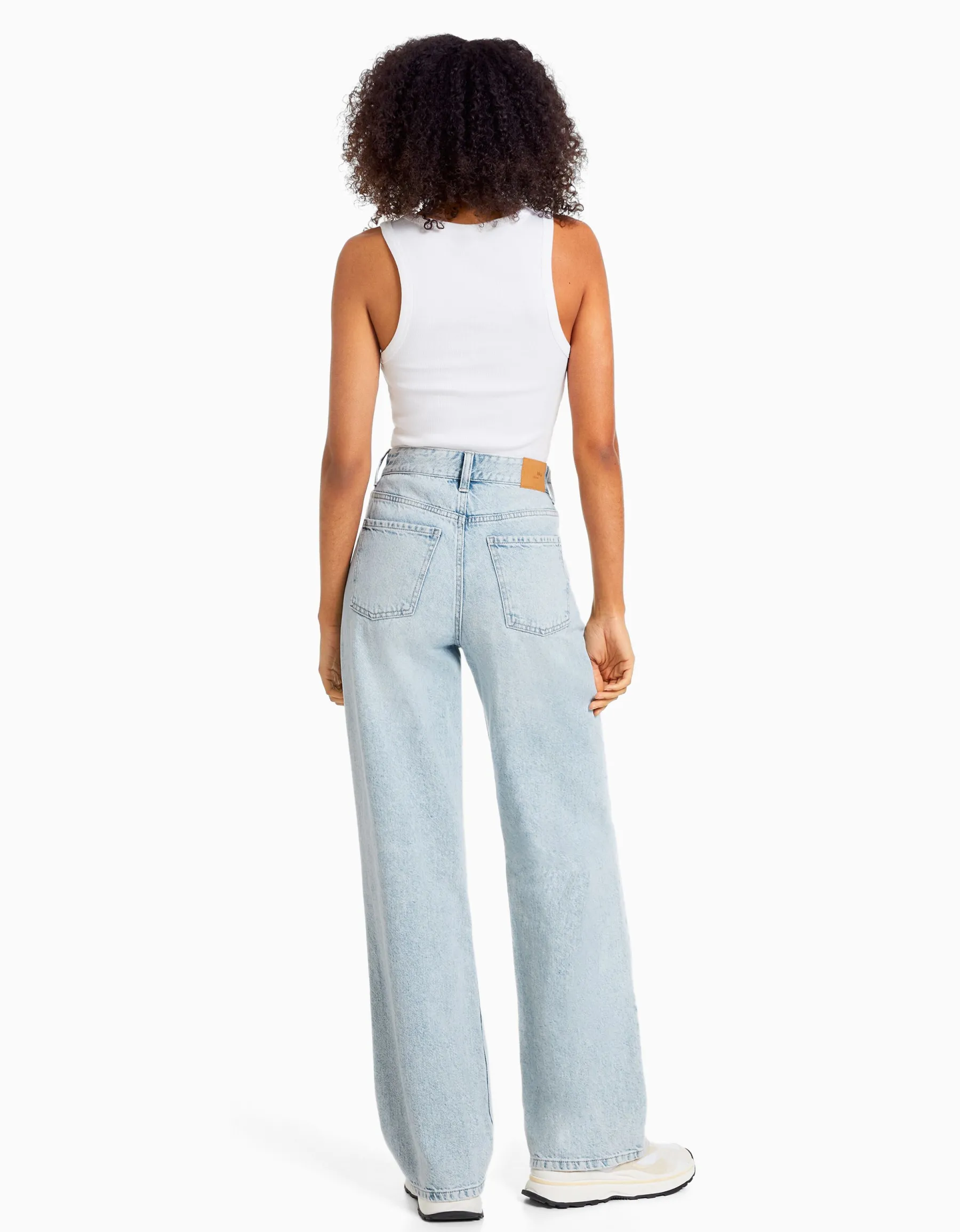 BERSHKA Jean 90’s wide déchiré Bleu Online