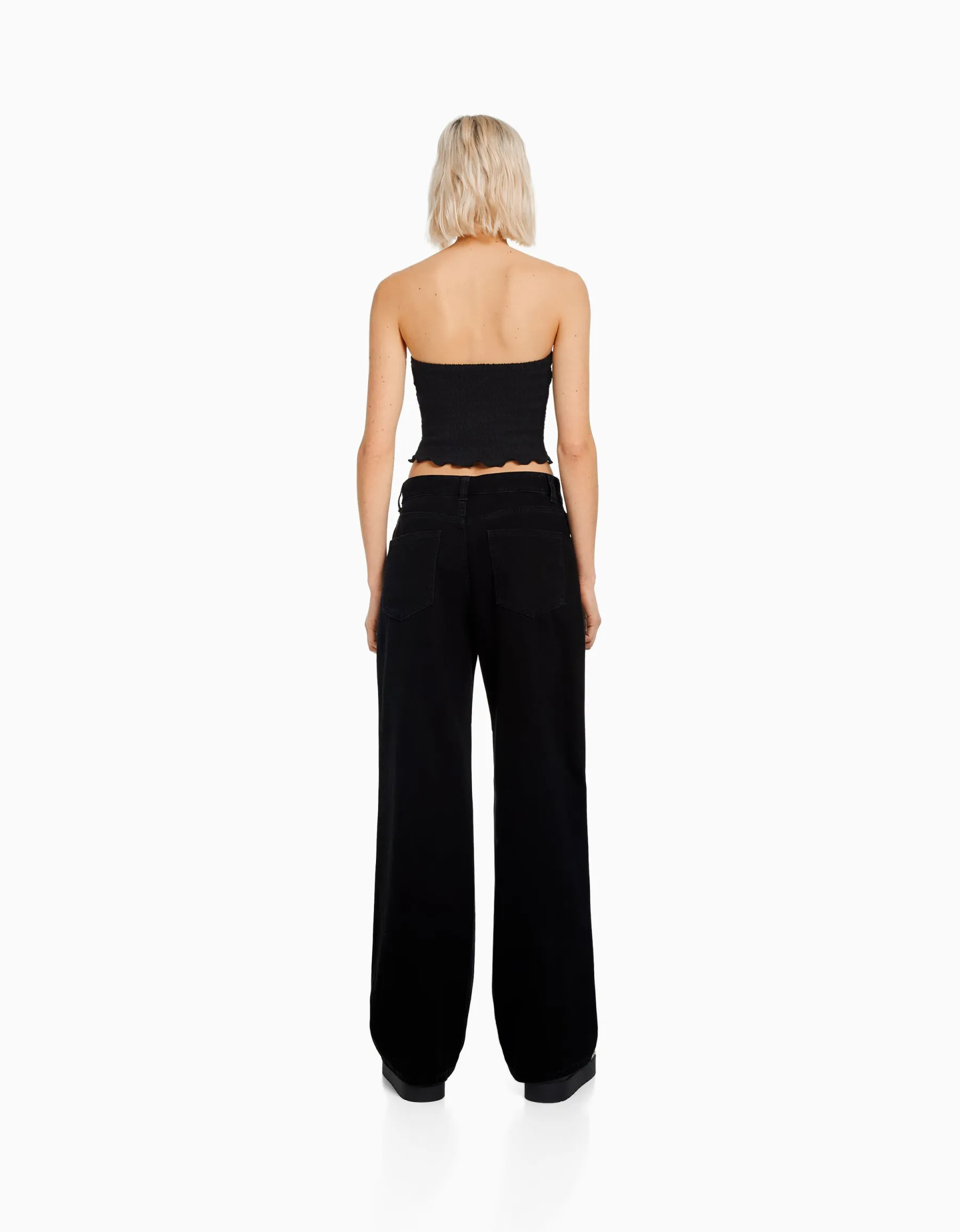 BERSHKA Jean 90’s wide leg déchiré Bleu Cheap
