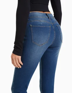 BERSHKA Jean skinny push up Bleu Discount