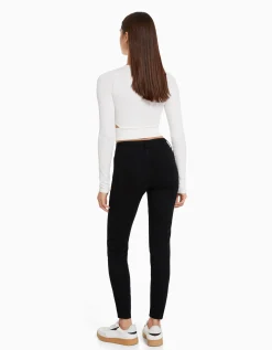 BERSHKA Jean skinny push up Bleu Outlet
