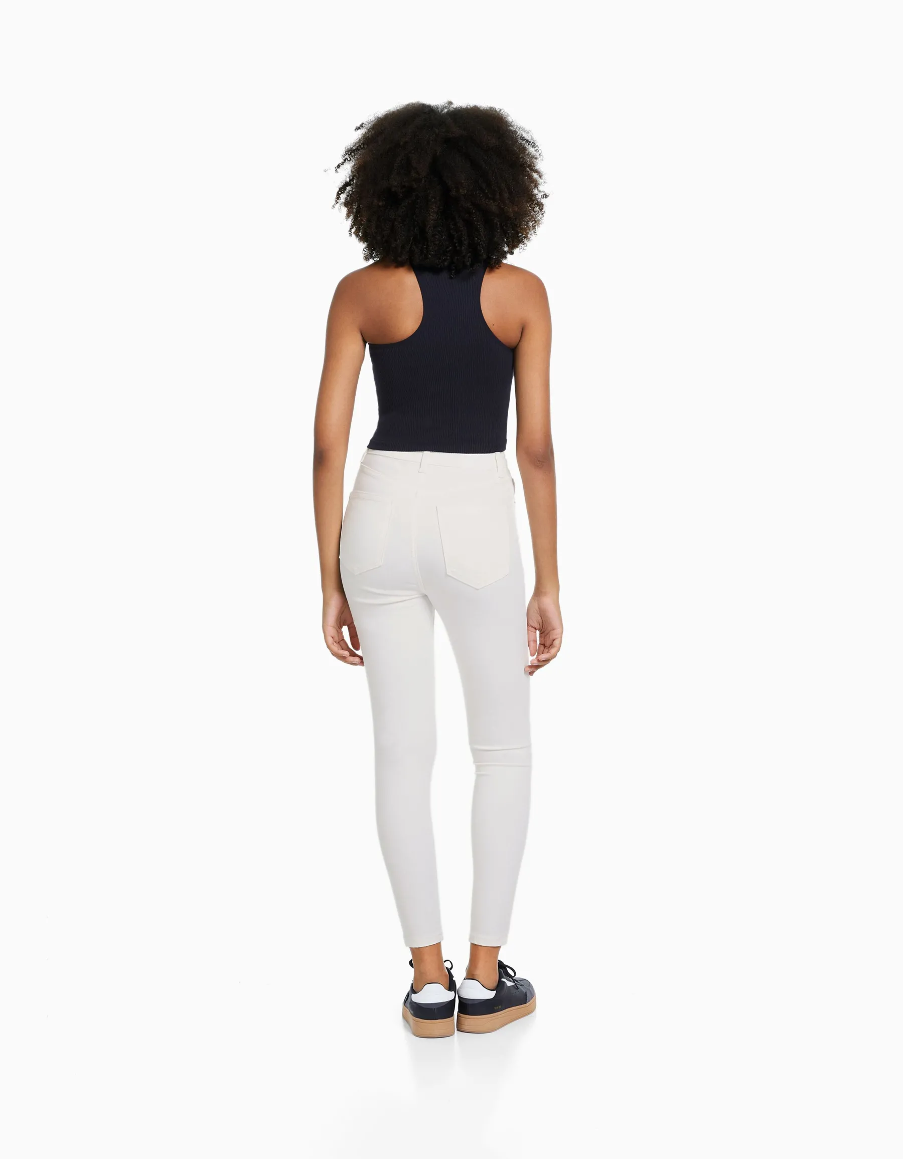 BERSHKA Jean skinny taille très haute Bleu Best