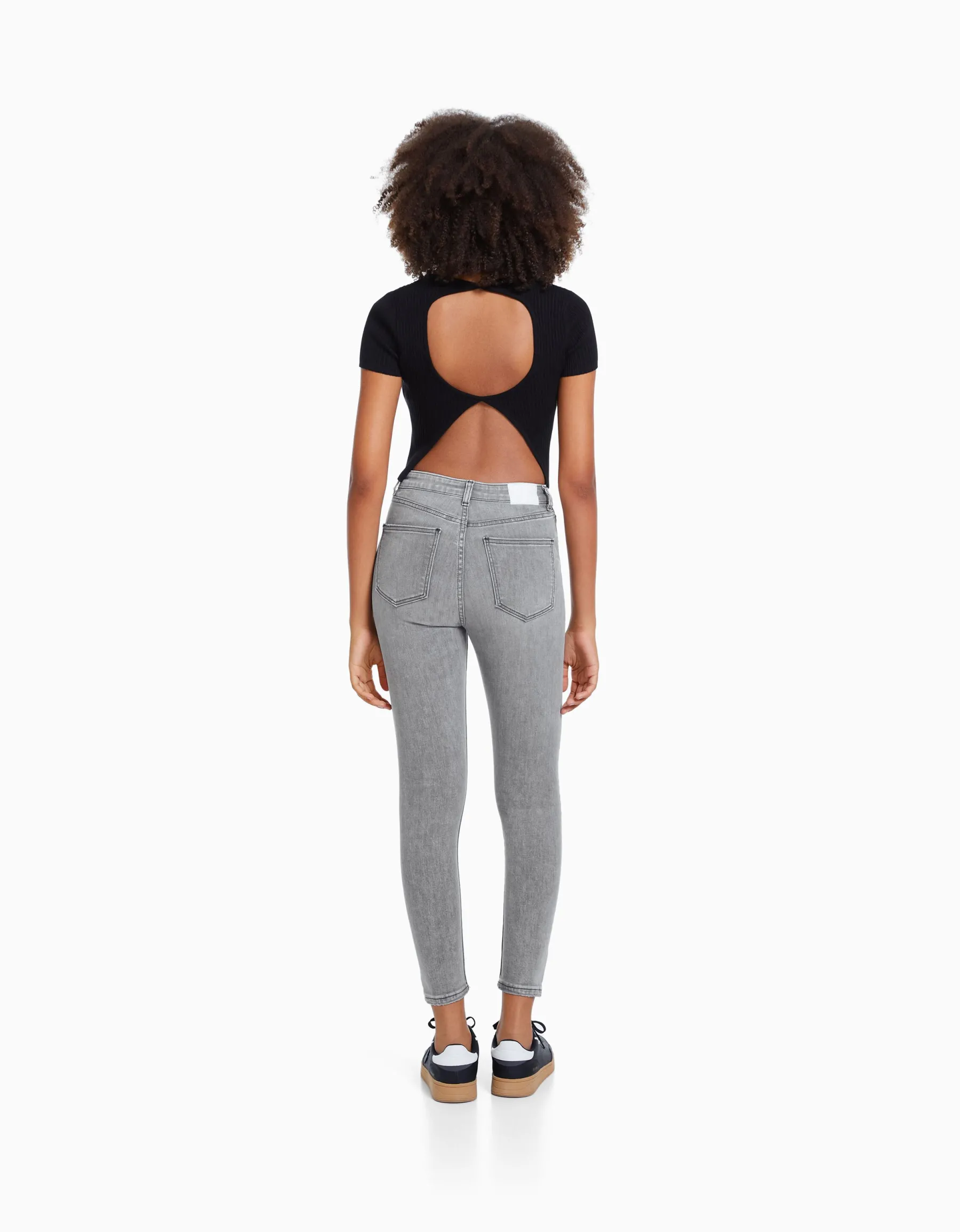 BERSHKA Jean skinny taille très haute Bleu Shop