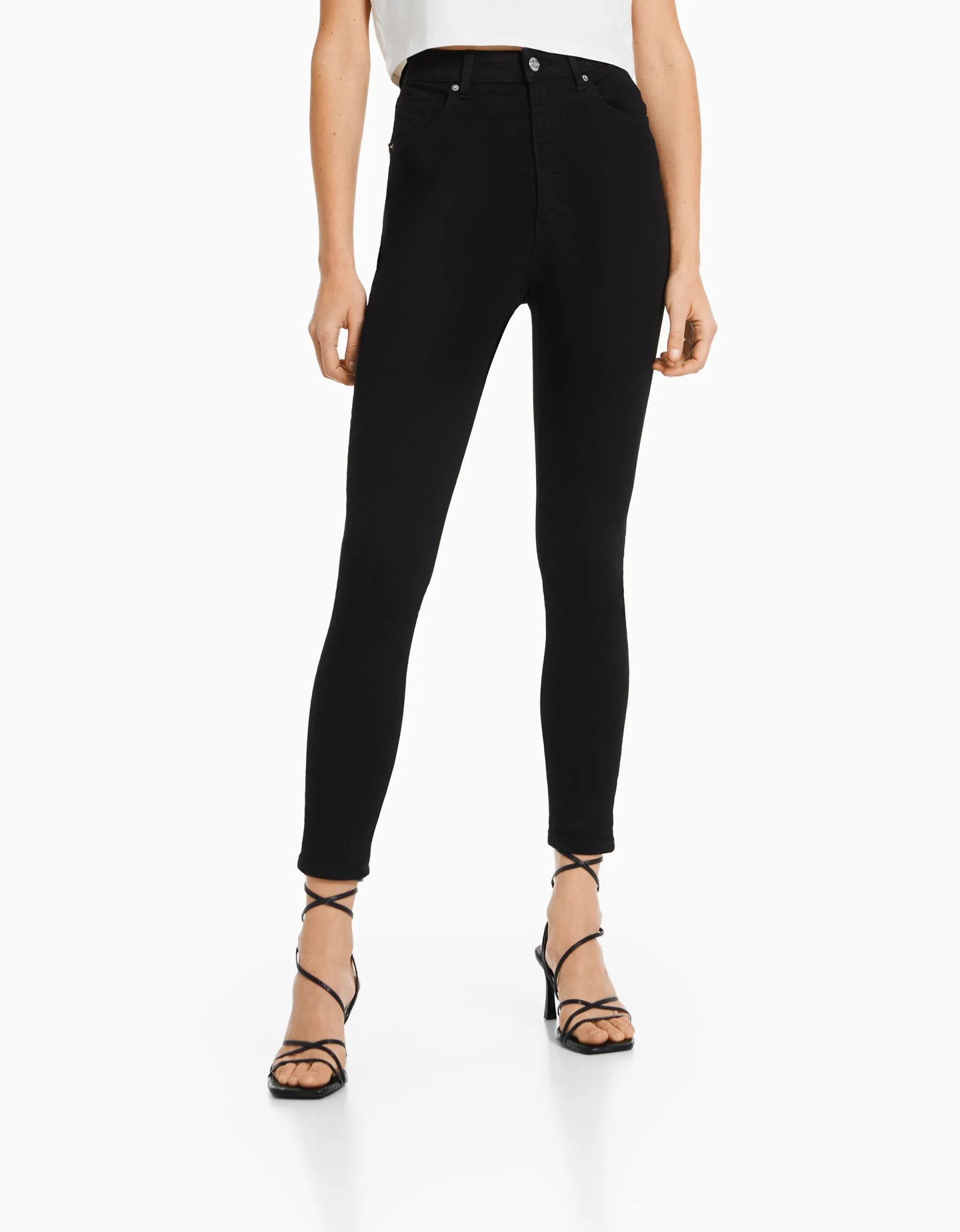 BERSHKA Jean skinny taille très haute Bleu Fashion