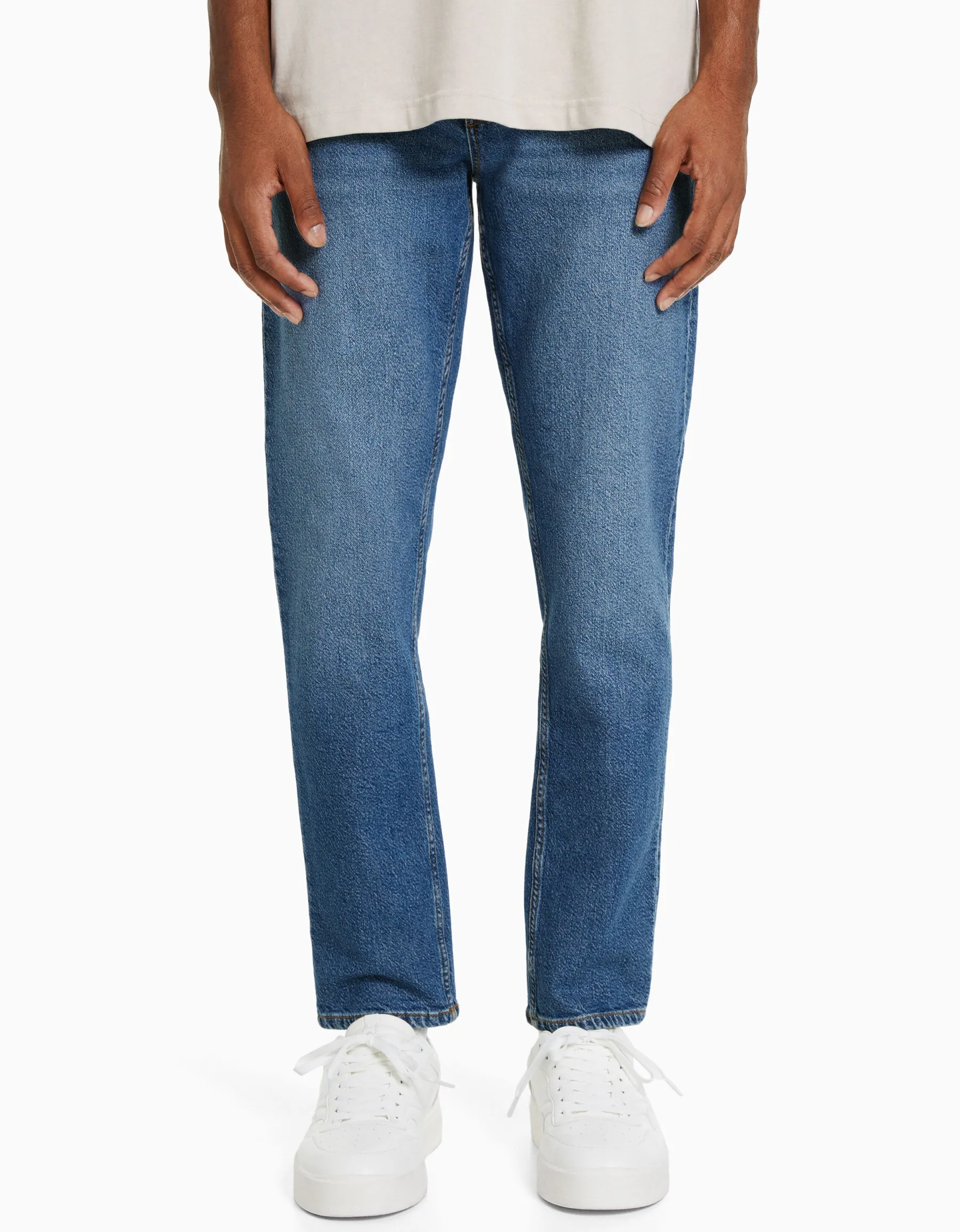 BERSHKA Jean slim Bleu lavé Cheap