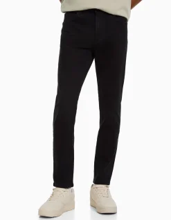 BERSHKA Jean slim Bleu lavé Sale