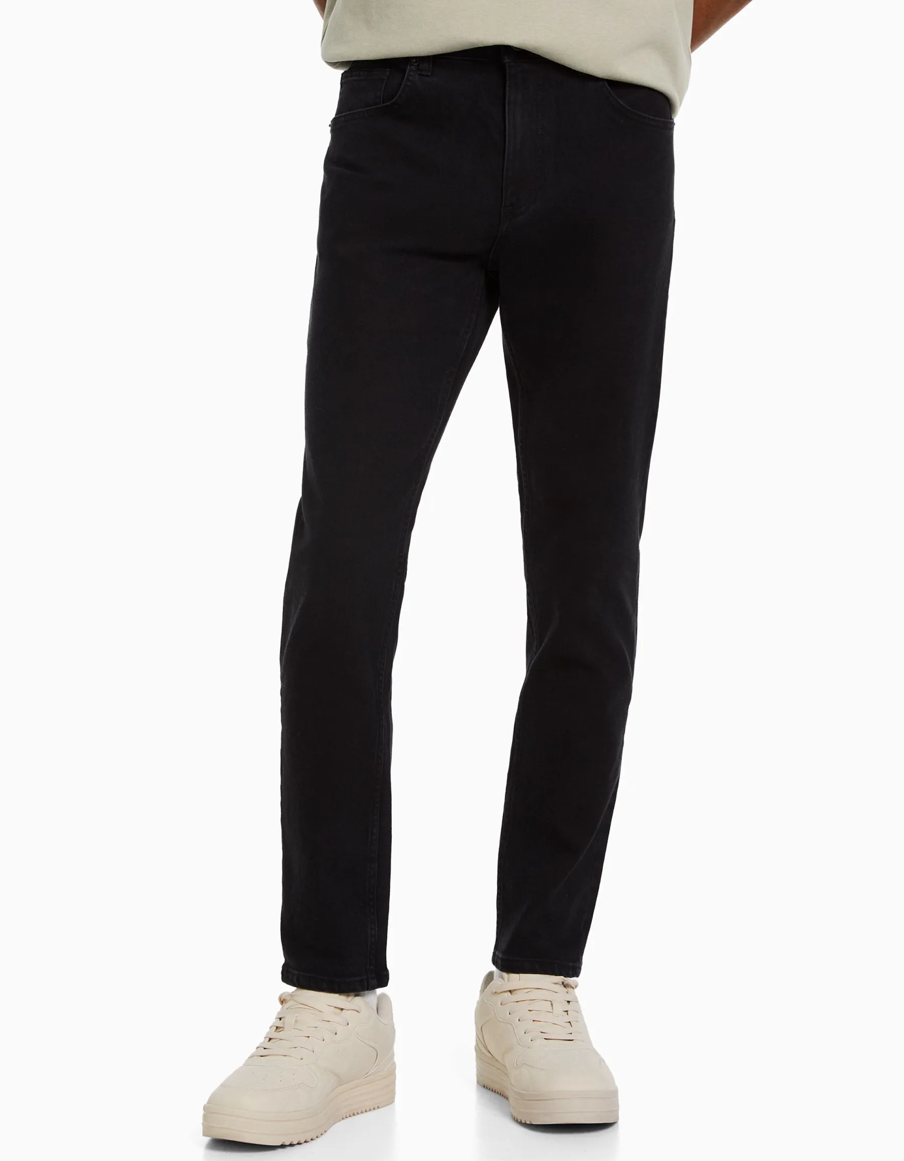 BERSHKA Jean slim Bleu lavé Sale