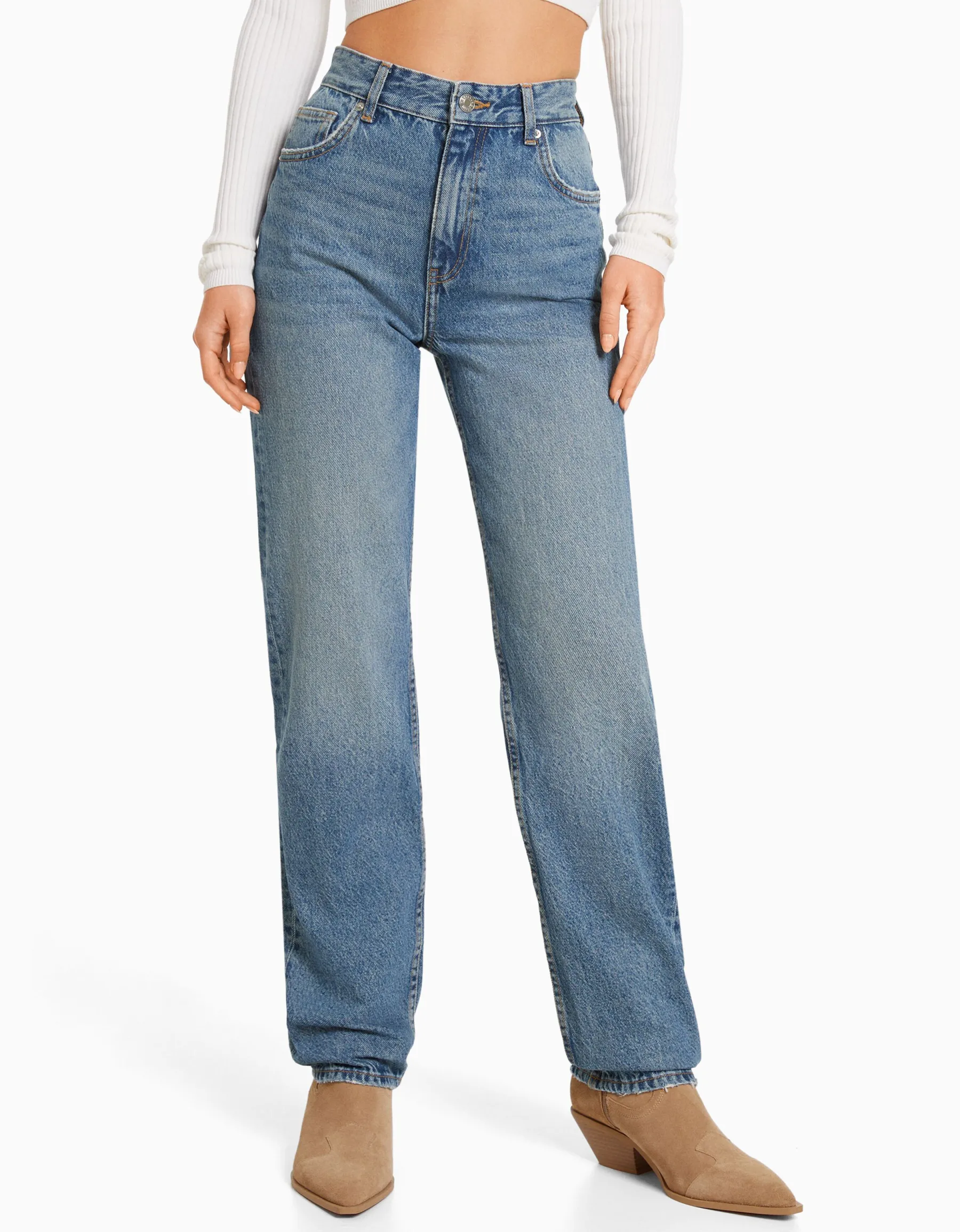 BERSHKA Jean straight Bleu clair Flash Sale