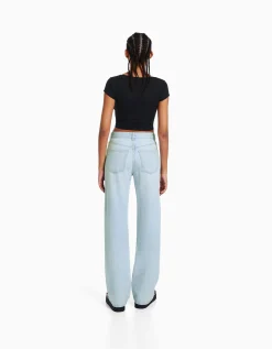 BERSHKA Jean straight Bleu clair Best Sale