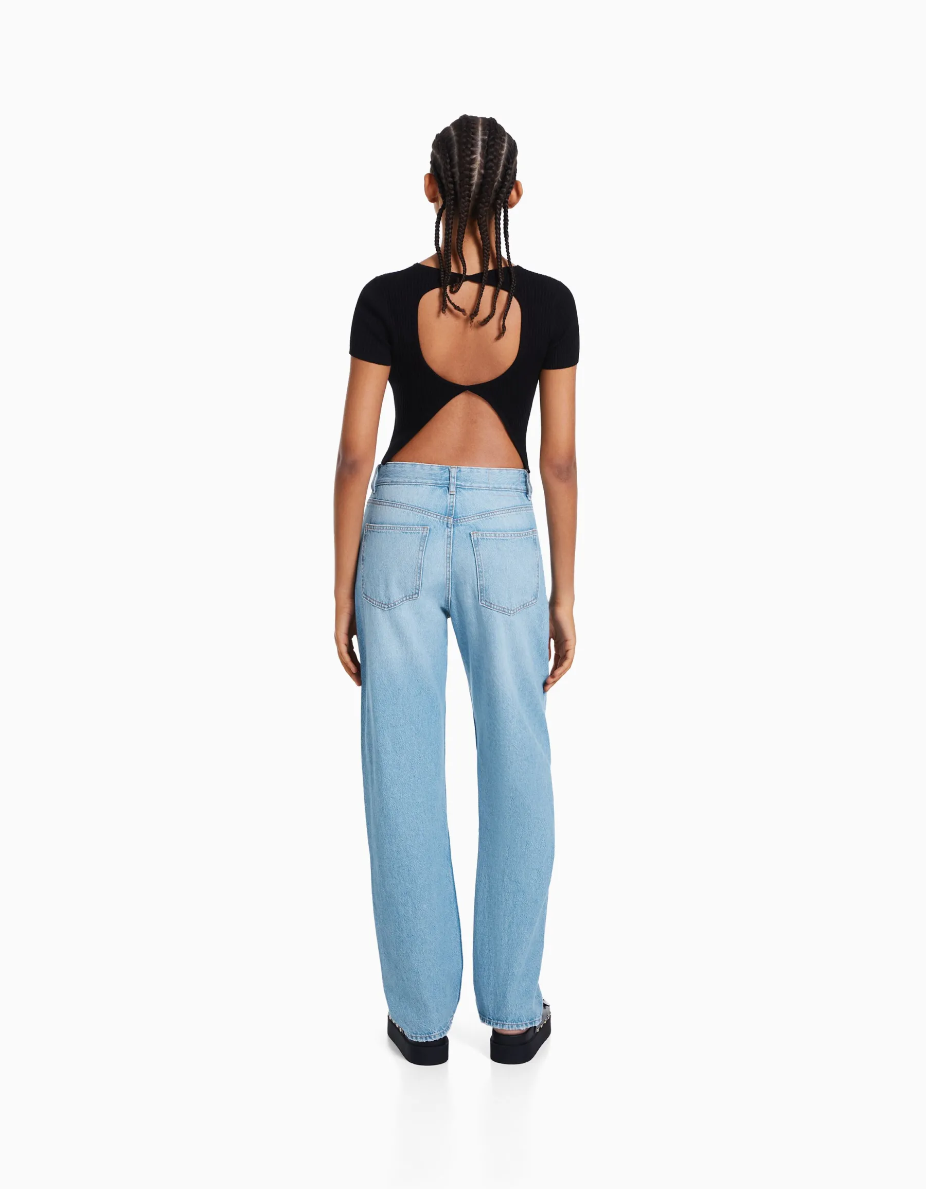 BERSHKA Jean straight Bleu clair Flash Sale