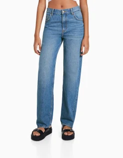 BERSHKA Jean straight Bleu clair Outlet